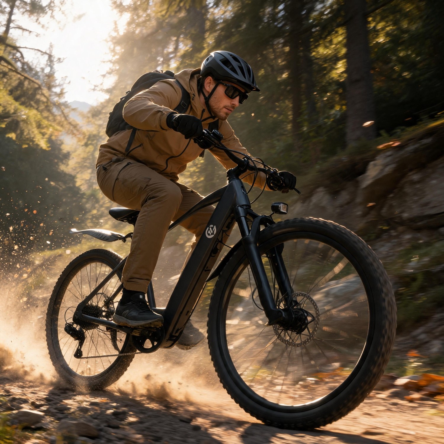 Mountain Biking Track - Electric Mountain Bike, Full Suspension, 500W